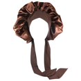 thumbnail image 2 of Womens Hat Wool Blend Sock Silk Bonnet for Sleeping Satin Bonnet Hair Bonnet Adjustable Tie Bonnets Silky Double Layer Adult Female Clothes Coffee Size One Size, 2 of 3