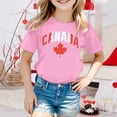 thumbnail image 2 of T-shirt à Manches Courtes pour Filles de la Fête du Canada, Col Rond d'Été, Coupe Décontractée, Chandails de Base, 2 of 4