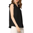 thumbnail image 4 of INSPIRE CHIC Women's Ruffled Sleeveless Pullover V- Neck Work Blouses Tops M Black, 4 of 8