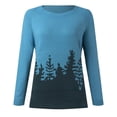 thumbnail image 4 of Tiweut Chandails Décontractés pour Femmes Doublés en Polaire Chandail d'Hiver Manches Longues Col Rond Mi-Longueur Blouses Patchwork Bleu, 4TG, 4 of 5