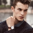 thumbnail image 3 of Classic Roman Numeral Dial Men's Wristwatch with Calendar Function and Trendsetting Leather Strap for, 3 of 5