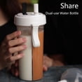 thumbnail image 3 of 420/600ml Portable Dual Straw Separate Drink Water Beverage Bottle Couples Gift, 3 of 8