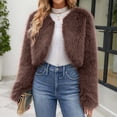 thumbnail image 4 of LSLJS Womens Ladies Warm Faux Furry Long Coat Jacket Winter Solid V-neck Outerwear, 4 of 7