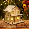 thumbnail image 3 of Light-Up Handmade Wooden Christmas Village Houses For Crafts, 3 of 9
