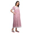 thumbnail image 2 of Moomaya Chemise de Nuit Maxi Boutonnée à Manches Courtes Imprimée pour Femmes en Coton, 2 of 5