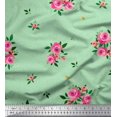 thumbnail image 1 of Soimoi polyester Crepe Fabric Leaves & Rose Flower Print Fabric by the Yard 42 Inch Wide, 1 of 3