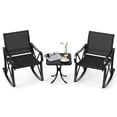 thumbnail image 1 of Gymax 3 Piece Patio Rocking Set 2 Rocking Chairs w/ Tempered Glass Side Table Black, 1 of 10
