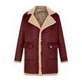 thumbnail image 2 of Dvkptbk Men's Fall Winter Coat Long Sleeve Furs Collar Spliced Jacket Coat Jacket Shacket Jacket, 2 of 6