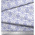 thumbnail image 2 of Soimoi Blue polyester Crepe Fabric Moroccan Damask Print Fabric by Yard 42 Inch Wide, 2 of 3