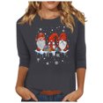 thumbnail image 2 of Meichang Hauts de Noël pour Femmes Manches 3/4 Col Rond Gnomes Graphiques T-Shirts Blouse Décontractée de Vacances en Solde Cadeaux de Noël, 2 of 4