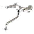 thumbnail image 1 of Kingston Brass KS1218BPL Wall Mount 8" Center Vessel Sink Faucet, SN, 1 of 1