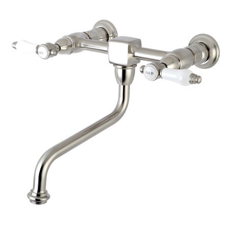 Kingston Brass KS1218BPL Wall Mount 8" Center Vessel Sink Faucet, SN