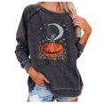 thumbnail image 2 of Nouveaux Hauts pour Femmes 2023 Décontracté Manches Longues Col Rond Hauts Chemises Amples Blouse Imprimé d'Halloween Chandail Graphique Coupe Décontractée Chandail Surdimensionné pour Femmes, 2 of 6
