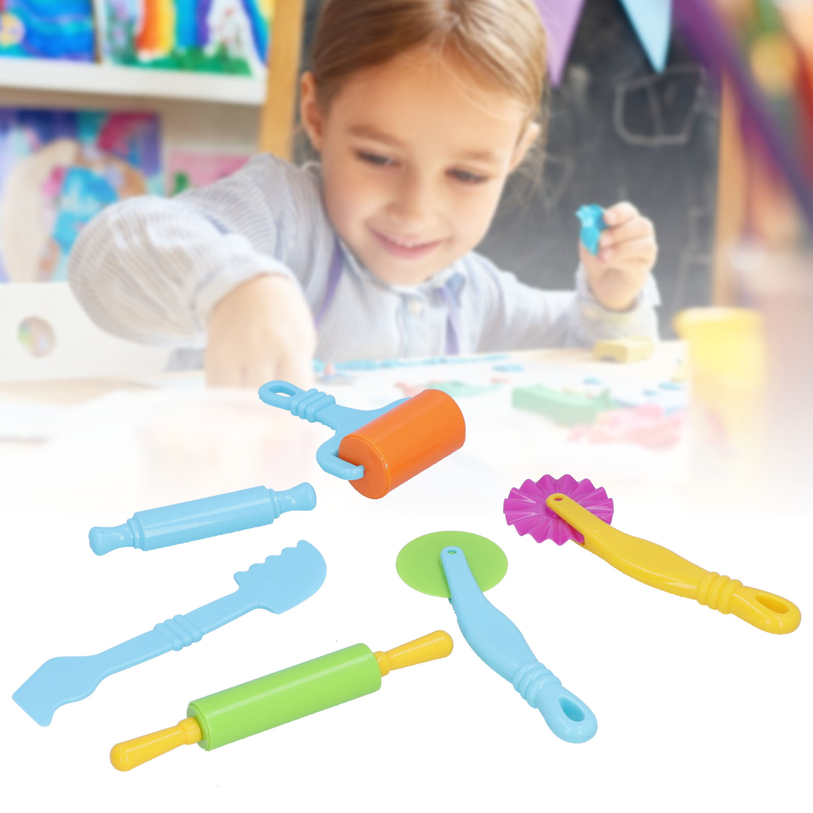 Dioche Clay Dough Cutter Clay Dough Tools Kit Art Clay Modeling Rollers Molds Cutters Tools Set For Children Play Dough Tools