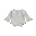 thumbnail image 1 of Barboteuse à Volants en Tricot Côtelé à Manches Longues pour Bébé Fille, Justaucorps, Cache-Couche, Hauts, 1 of 6