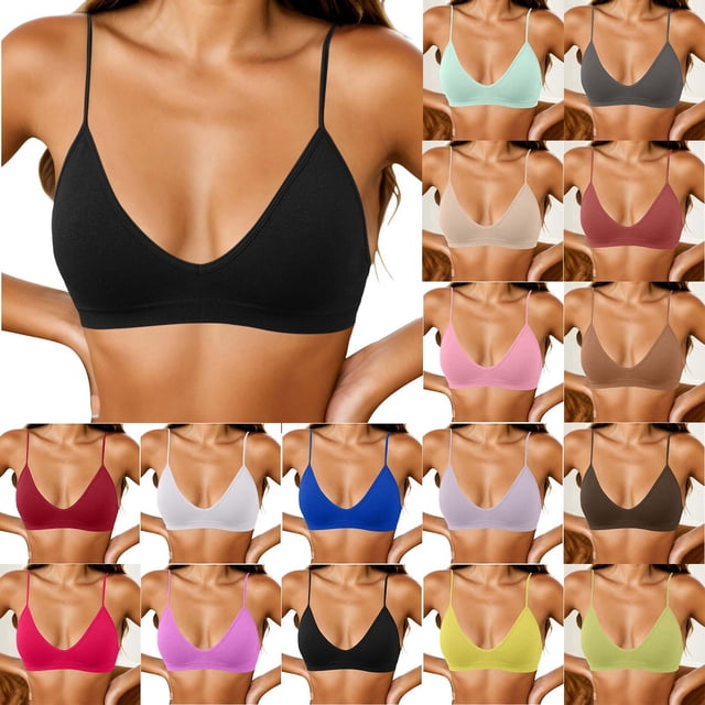 Jovati Soutien-gorge Quotidien pour Femmes, Style Triangle Sans Coutures et Sans Armatures avec Bretelles Fines Ajustables, Mélange Doux Polyester-Spandex, Coupe Détente à Encolure en V, Conception Respirante et Ventilée