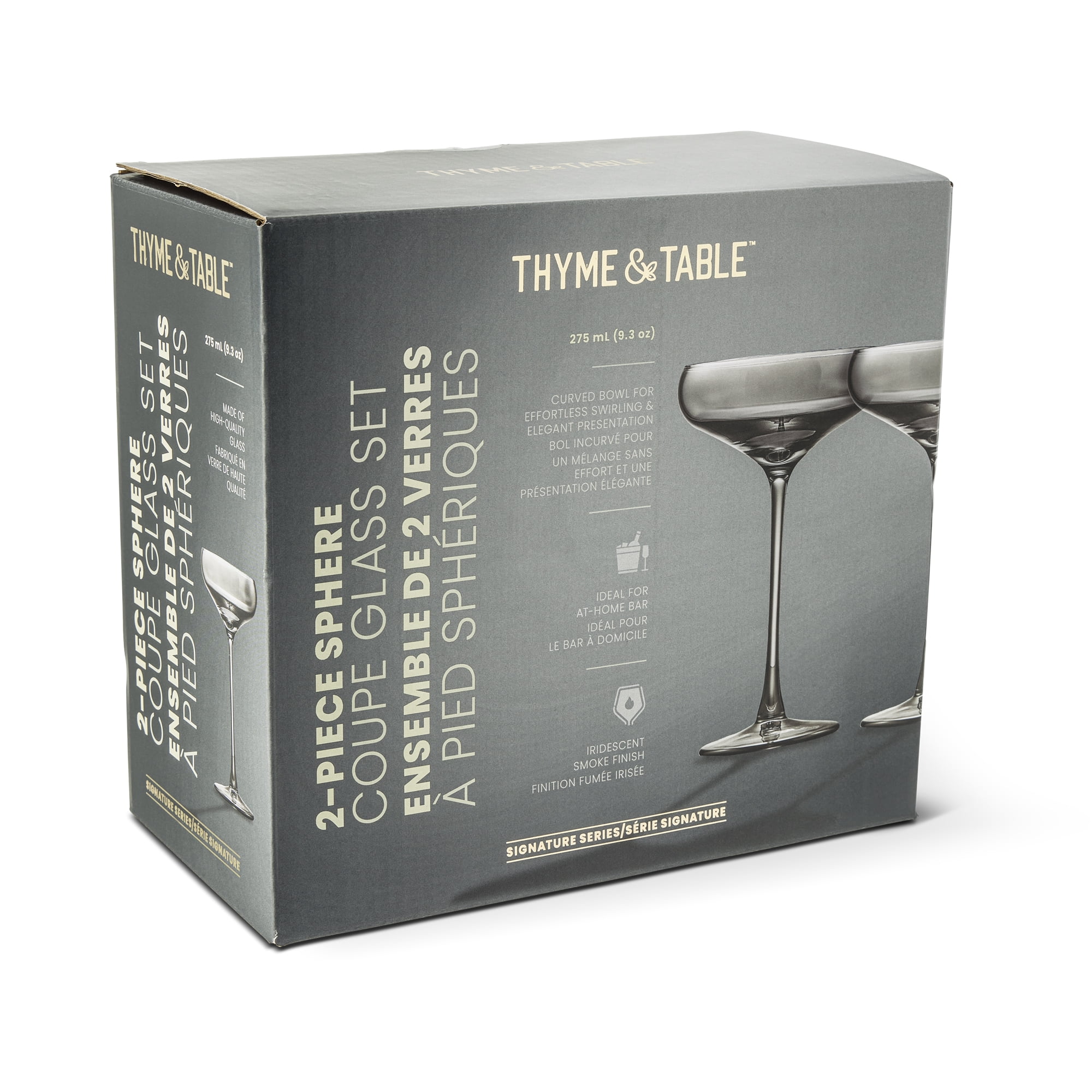 Verres à cocktail Thyme & Table 30 cl, sphère fumée irisée, ensemble de 2