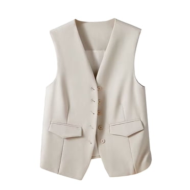 Pisexur Womens Blazer Vests Sleeveless Suit Blazers for Women Business Casual Formal Five Buttons Suit Jackets Fashioin Solid Color Suit Waistcoat Fall Jackets for Women