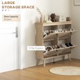 thumbnail image 4 of HOMCOM Shoe Storage Cabinet, Narrow Shoe Cabinet with 4 Flip Drawers, Oak, 4 of 10