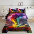 thumbnail image 2 of Erosebridal 3D Printed Tornado Bedding Full Comforter Set, Rainbow Down Comforter, Red Purple Flower Decor, Reversible, 2 of 7