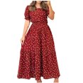 thumbnail image 2 of Ovzne Robes pour Femmes 2025 Robe Femmes Femmes à la Mode Décontractée Rétro Col à Pois Manches Courtes Robe Moulante à la Taille Robe Robe de Printemps Manches Courtes Liquidation, 2 of 7