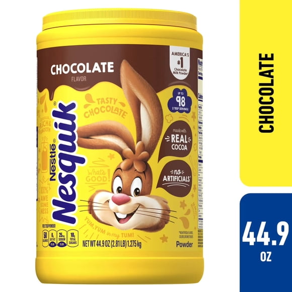 Nestle Nesquik Chocolate Poudre Aromatisée pour Mélange à Boisson à Remuer, Boîte de 44,09 oz, 98 Portions