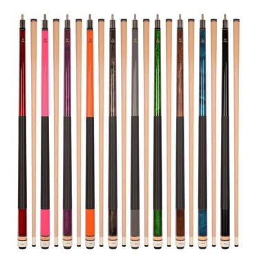 ASKA L2 Set of 10 Billiard Pool Cues, 58" Hard Rock Canadian Maple Shafts, 13mm Leather Tips, Mixed Weights