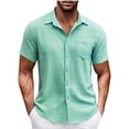 thumbnail image 1 of Chemises pour Hommes, Mode Décontractée Col en V Manches Pull Respirant Chemise Blouse Hauts, 1 of 5