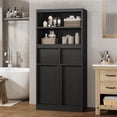 thumbnail image 4 of AKDSteel Tall Freestanding Storage Cabinet, Modern 51'' Cupboard With Doors And 2 Drawers For Dining Room, 4 of 7