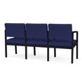 thumbnail image 5 of Lenox Steel Reception Waiting Room Healthcare 3 Seats Chair / Black Steel / Blue, 5 of 5