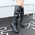 thumbnail image 4 of Babysbule Chaussures pour Femmes en Liquidation, Bottes Hautes à Enfiler pour Femmes à Talon Carré de Couleur Unie, Bottes Hauteur Genou à Bout Rond, 4 of 7