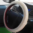 thumbnail image 3 of Beige Coffee Summer Ice Silk Car Breathable Anti-Slip Steering Wheel Cover Guard Protector, 3 of 5