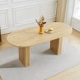 thumbnail image 1 of 70.8 Inch Dining Table for 4-6 People, Oval Kitchen Table with Wood Strip Base, Modern Farmhouse Large Round Dining Room Tables for Kitchen Living Room (Natural), 1 of 4
