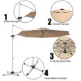 thumbnail image 4 of Costway Parasol Déporté de Patio 11 Pieds Rotation à 360 Degrés Inclinaison Extérieure avec Base Beige, 4 of 8