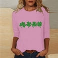 thumbnail image 1 of T-Shirt Ample à Manches Trois-Quarts et Col Rond Imprimé pour la Saint-Patrick pour Femmes, 1 of 5