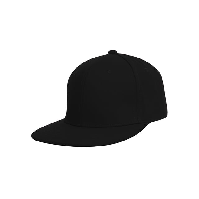 Top Headwear Plain Flat Bill Fitted Hat, Black 7 1/4