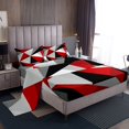 thumbnail image 1 of Erosebridal Red Gray Black Sheet Set Full, Geometric Triangle Bedding Sets Full Size, Contemporary Room Decor 4pcs, 1 of 7