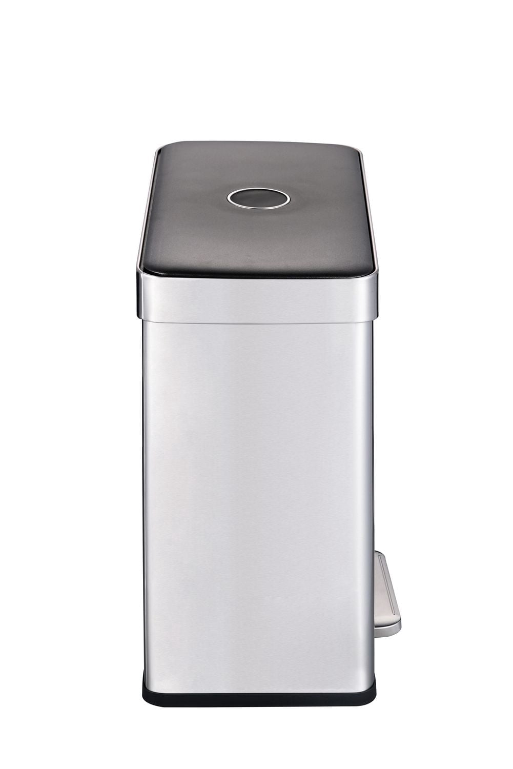 Poubelle double Step N’ Sort 60 L (2 poubelles de cuisine de 30 L), ouverture mains libres à pédale, couvercle à fermeture douce, acier inoxydable anti-traces de doigts
