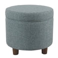 thumbnail image 1 of HomePop Round Tweed Storage Ottoman, Teal Tweed, 1 of 5