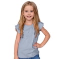 thumbnail image 1 of T-shirts Décontractés Amples pour Filles, Couleur Bonbon, Manches à Volants, Col Ras du Cou, Manches Courtes, pour Enfants, 1 of 4