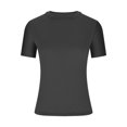 thumbnail image 3 of Meichang T-Shirts pour Femmes Coupe Ajustée Couche de Base T-Shirts Manches Courtes Col Rond T-Shirts Couleur Unie T-Shirts Basiques Confortables Légers Hauts d'Été, 3 of 5