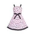 thumbnail image 2 of Robe Fille Rose Fleur Nœud Papillon Robe d'Été 4-5 Ans, 2 of 6