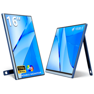 16 Moniteur portable de pouce pour ordinateur portable, 1920x1200P Ultra mince FHD IPS 16:10 Affichage externe, 100% sRGB Support en aluminium, USB-C/Mini HDMI, Utilisation pour PC, Téléphone, bureau (bleu)