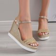 thumbnail image 1 of RKSTN Sandales pour Femmes Bout Ouvert Chaussures Décontractées Strass Confortables Plateforme Compensée Sandales Chaussures Souples Confortables, 1 of 5