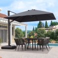 thumbnail image 1 of PURPLE LEAF Parasols Déportés d'Extérieur 10 Pi Carrés en Aluminium, Parasols Suspendus Décalés avec Rotation à 360°, Inclinaison Réglable, Grand Parasol de Jardin/piscine/patio, Gris, 1 of 14