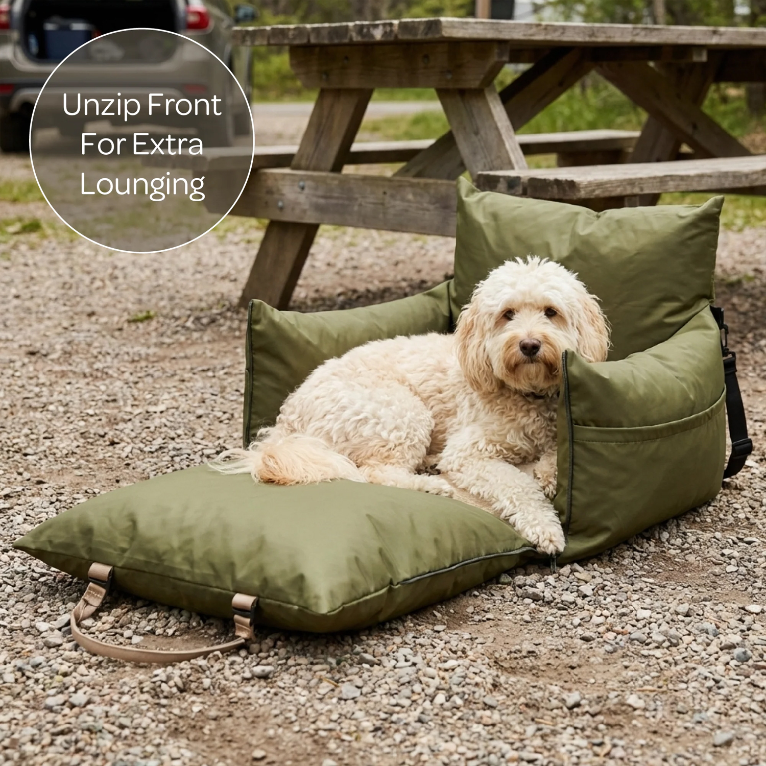INSTACHEW Marco Dog Travel Pet Bed, Army