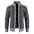 thumbnail image 2 of DPTALR Men Casual Patchwork Long Sleeve Knitting Cardigan Zipper Sweater, 2 of 8
