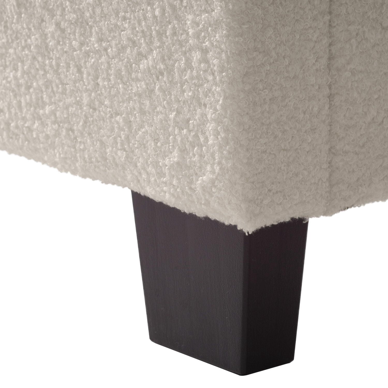 Lit adulte capitonné CorLiving Celeste en tissu bouclé blanc cassé avec tête de lit, sommier requis