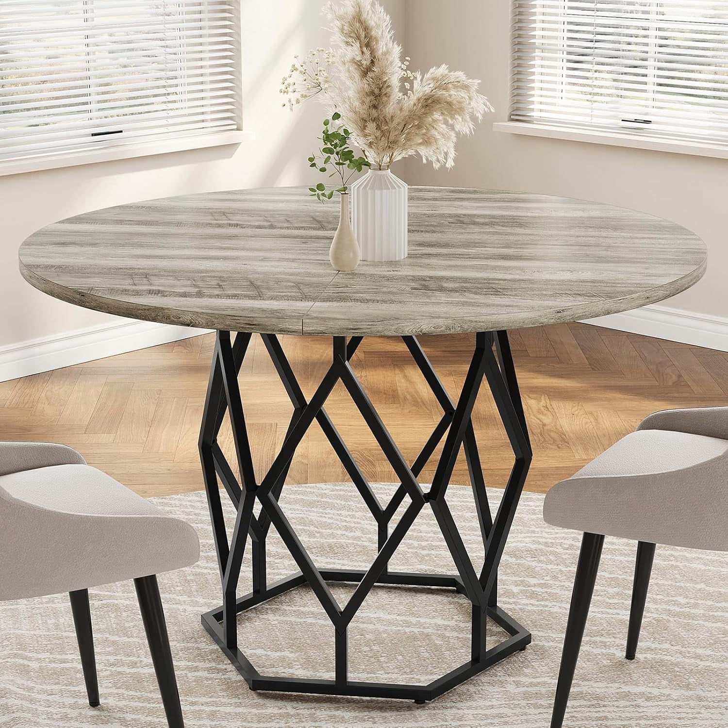 Eastvita Round Dining Table for 4-6 People with Sturdy Base for Kitchen