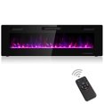 thumbnail image 1 of 60" Electric Fireplace Insert, 750W/1500W LED Fireplace w/Remote Control, 8H Timer & 12 Flame Colors, Wall Mounted Fireplace, Fireplace Heater, Recessed Electric Fireplace for Home RV, 1 of 10
